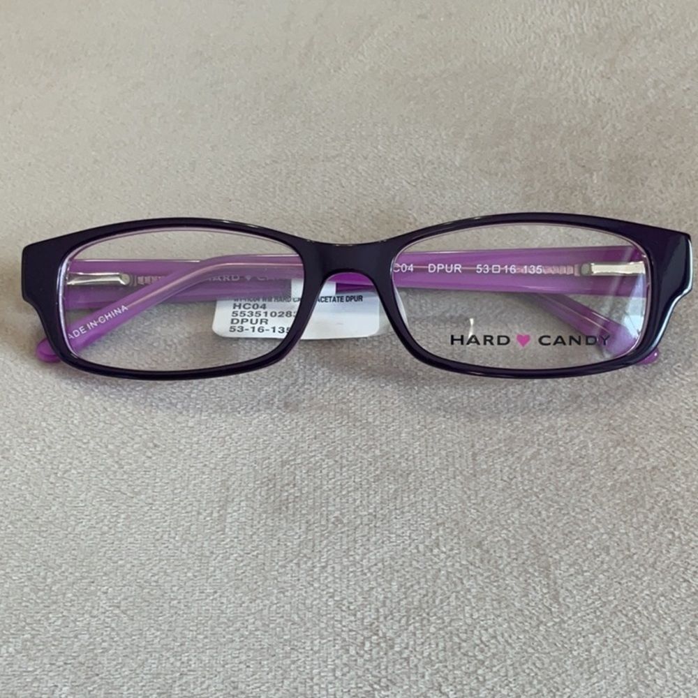 COPY - COPY - NWT HARD CANDY EYEGLASSES HC04 DPUR 53 16 135 PURPLE FRAMES NEW L… - Picture 2 of 9